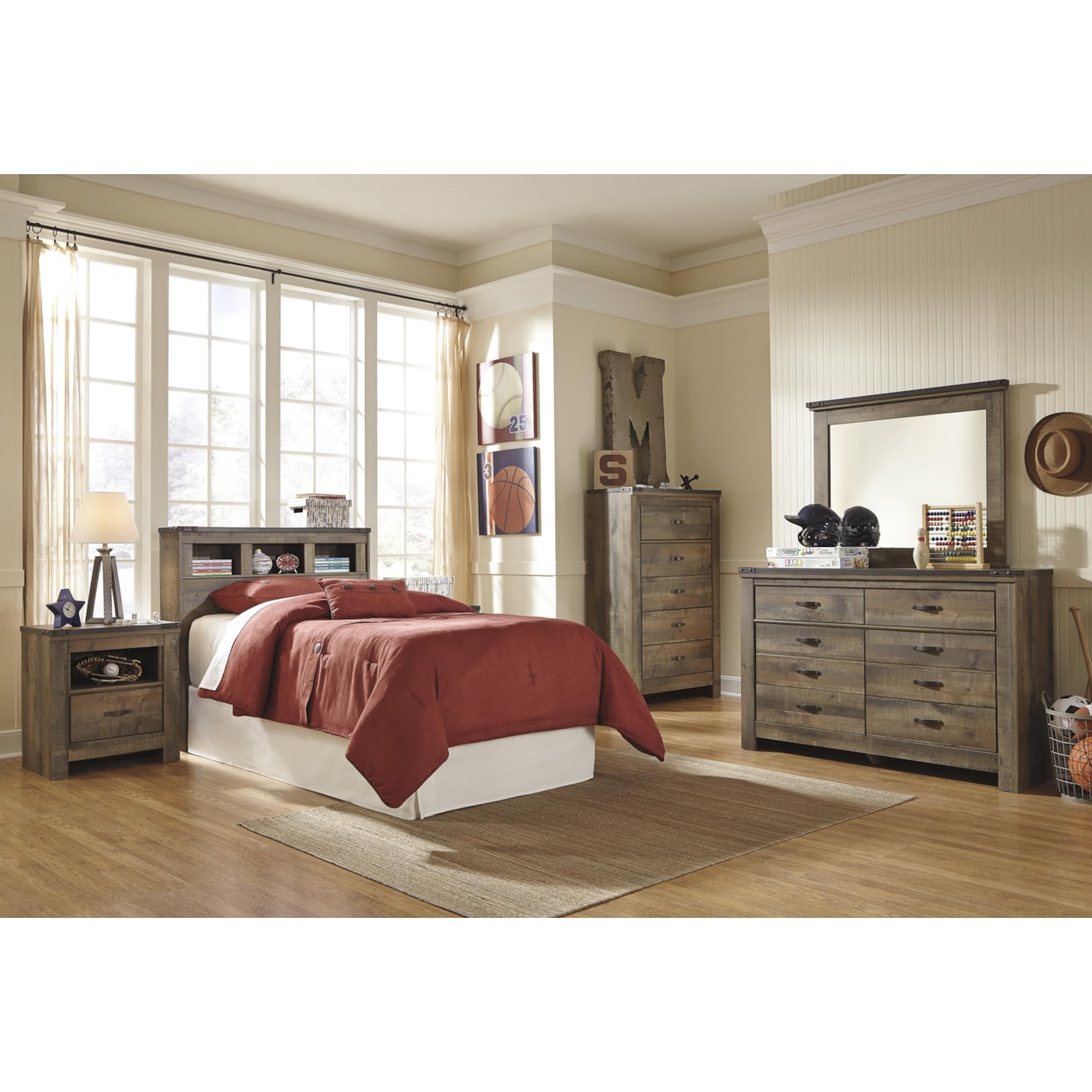Signature Design By Ashley Trinell Ashl B446 63 Rustic Look Twin Bookcase Headboard With Signature Design By Ashley Trinell Ashl B446 63 Rustic Look Twin Bookcase Headboard With
